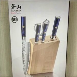 Cangshan KITA Series 6-Piece Knife HUA Block Set, High Carbon X-7 Damascus Steel